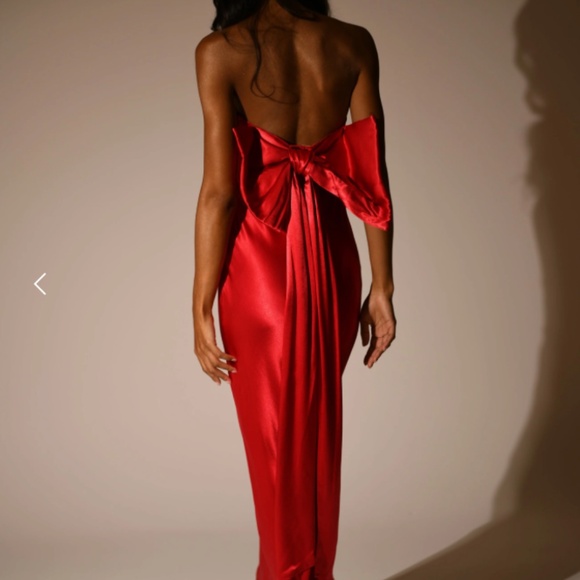 Rochelle Bow Back Satin Maxi Dress - Picture 5 of 5
